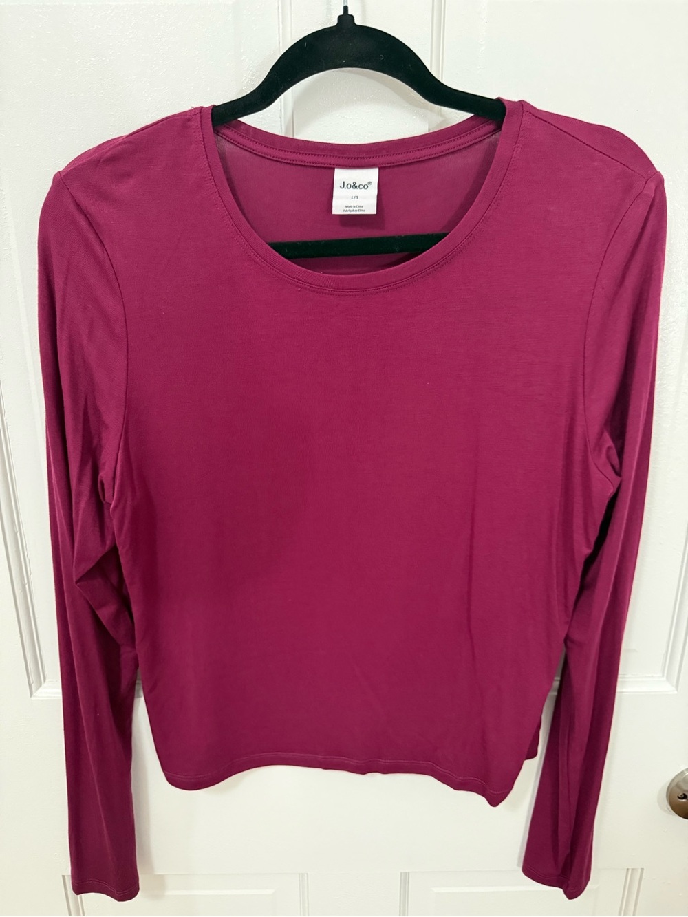 Jo & Co Long Sleeve Crewneck Top - Raspberry